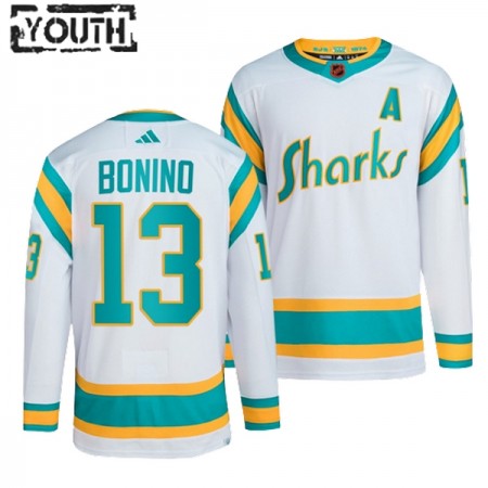 San Jose Sharks Dresy Nick Bonino 13 2022-23 Bílý Reverse Retro 2.0 Authentic - Dětské San Jose Sharks Dresy Nick Bonino 13 2022-23 Bílý Reverse Retro 2.0 Authentic - Dětské